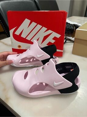 Nike Kids Pink and Black Slip-On Water Sandals